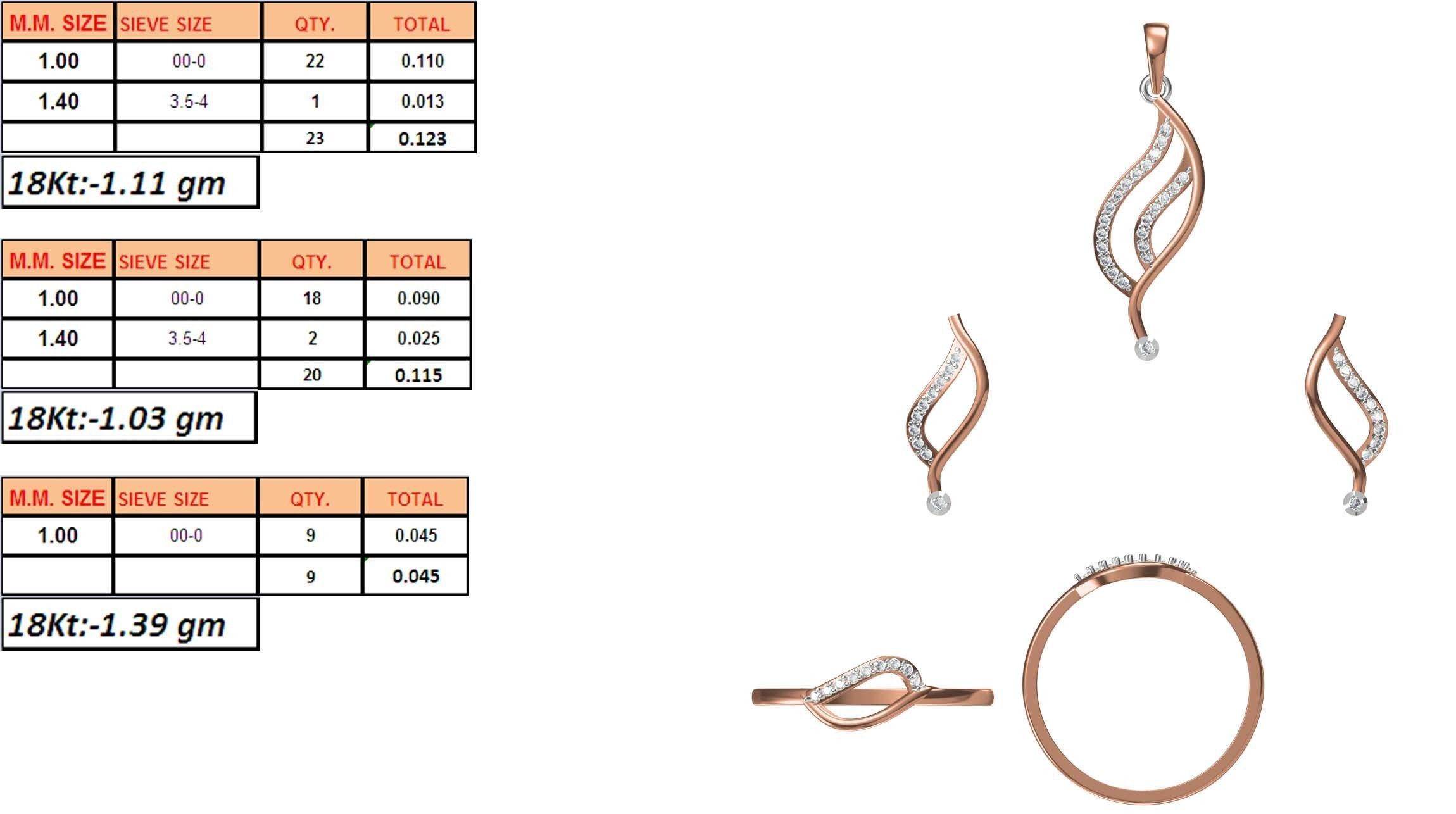 Light wt Ring Earrings Pendant set 3dm stl 1-render details 3D print model_1