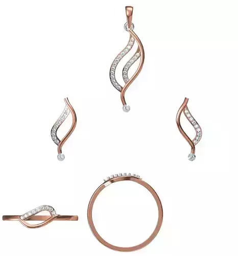 Light wt Ring Earrings Pendant set 3dm stl 1-render details