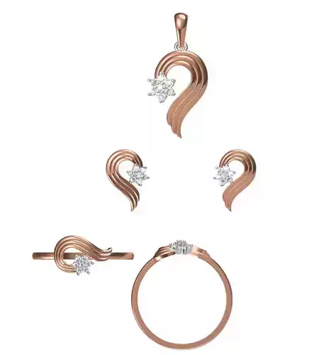 Light wt Ring Earrings Pendant set 3dm stl 1-render details
