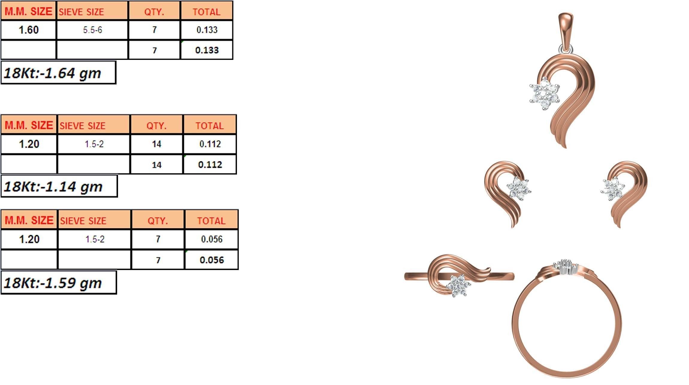 Light wt Ring Earrings Pendant set 3dm stl 1-render details 3D print model_1