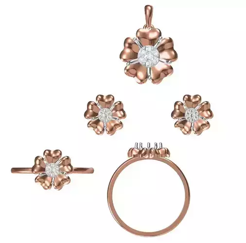 Light wt Ring Earrings Pendant set 3dm stl 1-render details