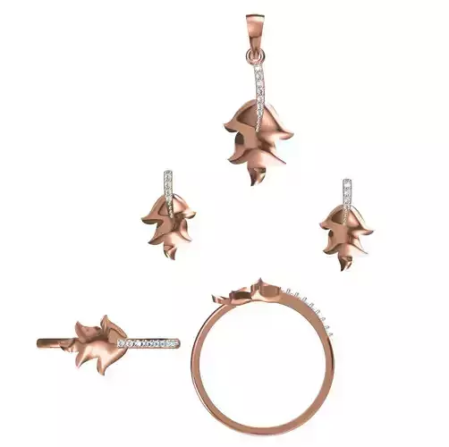 Light wt Ring Earrings Pendant set 3dm stl 1-render details