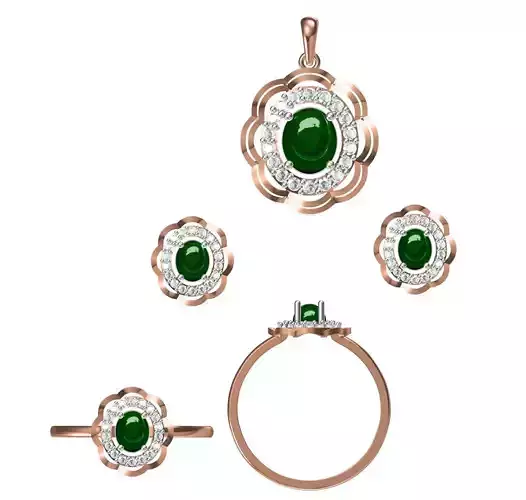 Light wt Ring Earrings Pendant set 3dm stl 1-render details