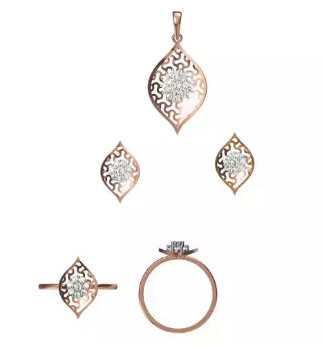 Light wt Ring Earrings Pendant set 3dm stl 1-render details