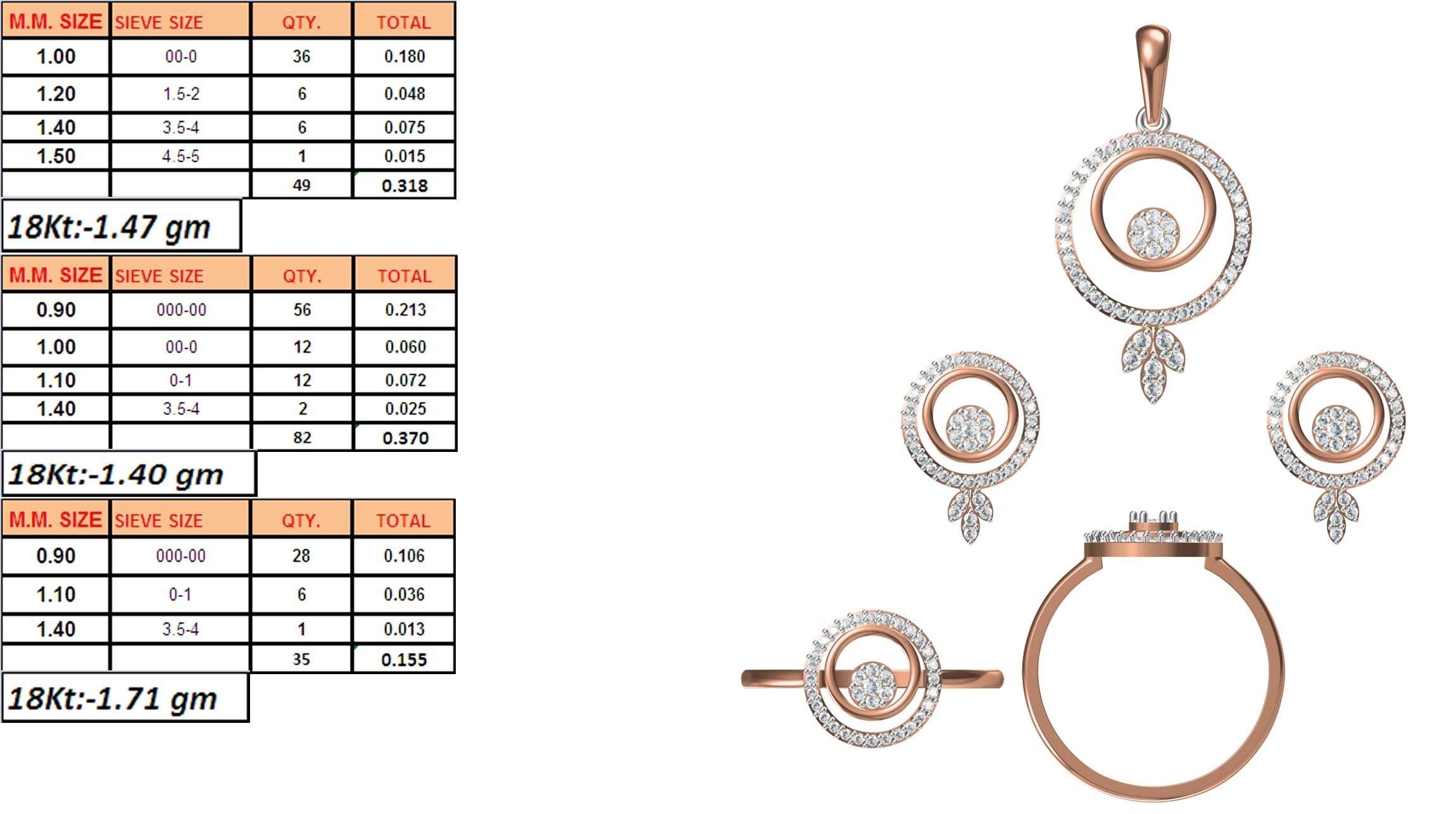 Light wt Ring Earrings Pendant set 3dm stl 1-render details 3D print model_1