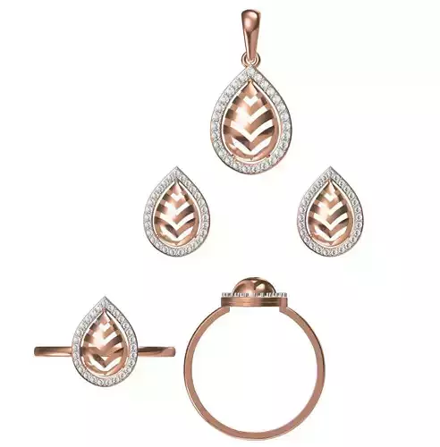 Light wt Ring Earrings Pendant set 3dm stl 1-render details