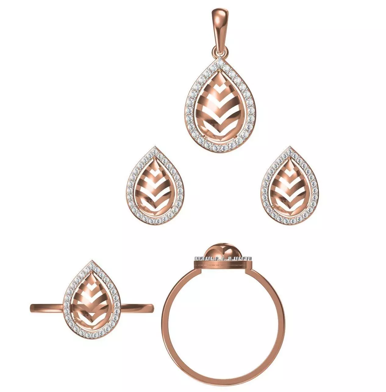 Light wt Ring Earrings Pendant set 3dm stl 1-render details 3D print model