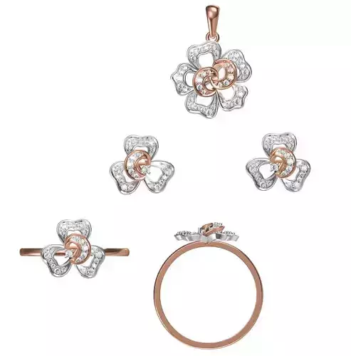 Light wt Ring Earrings Pendant set 3dm stl 1-render details