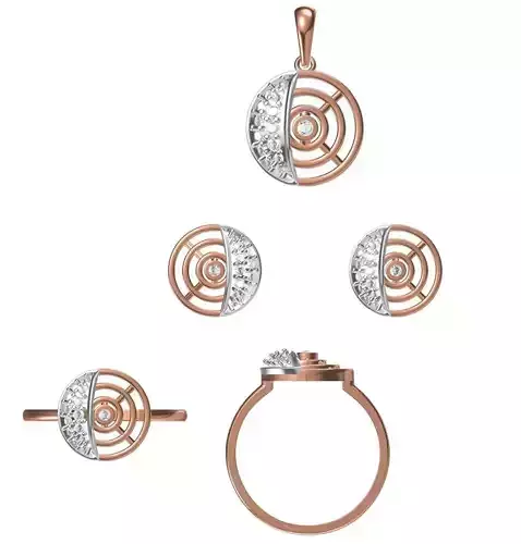 Light wt Ring Earrings Pendant set 3dm stl 1-render details