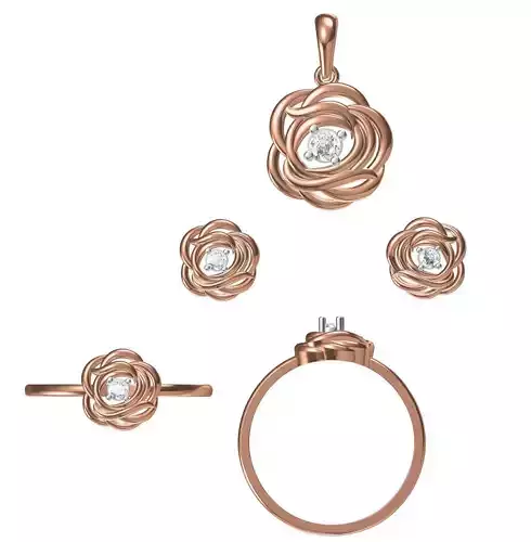 Light wt Ring Earrings Pendant set 3dm stl 1-render details