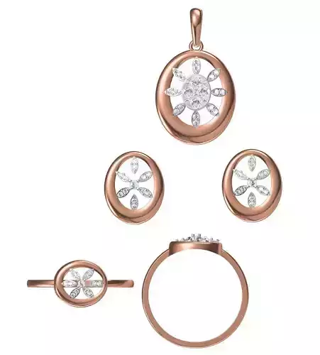 Light wt Ring Earrings Pendant set 3dm stl 1-render details