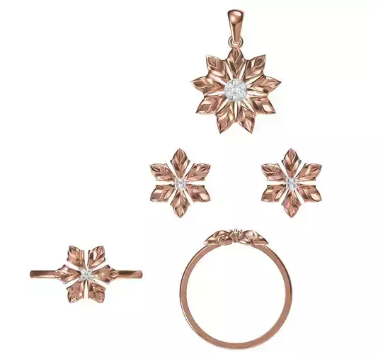 Light wt Ring Earrings Pendant set 3dm stl 1-render details