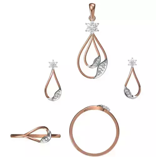 Light wt Ring Earrings Pendant set 3dm stl 1-render details