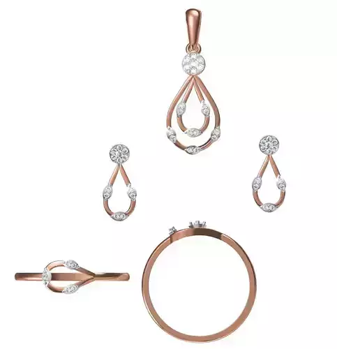 Light wt Ring Earrings Pendant set 3dm stl 1-render details