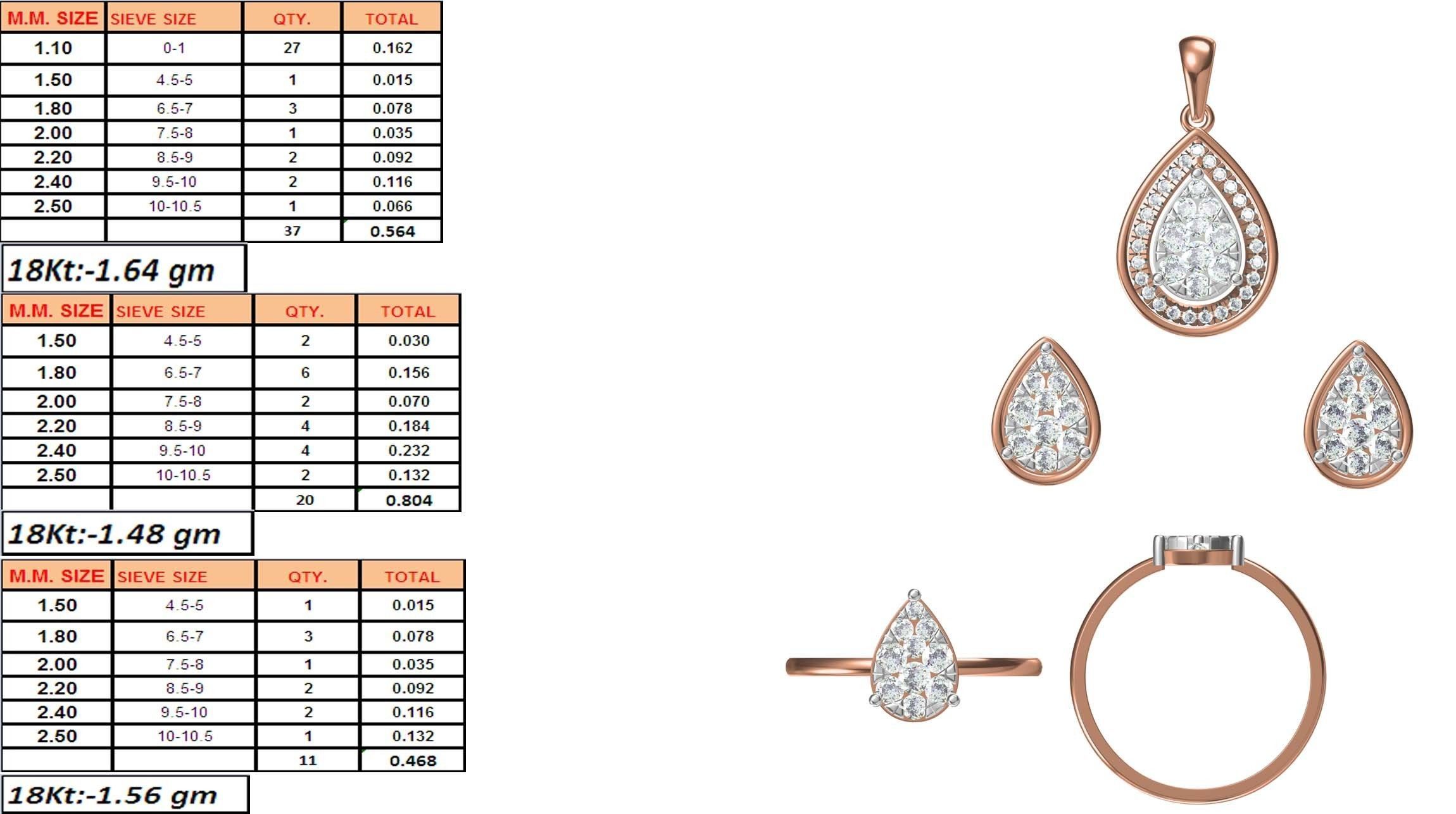 Light wt Ring Earrings Pendant set stl jcd 1-render details 3D print model_1