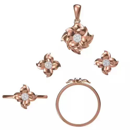 Light wt Ring Earrings Pendant set stl jcd 1-render details 