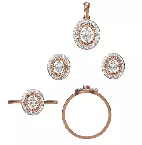 Light wt Ring Earrings Pendant set 3dm stl 1-render details
