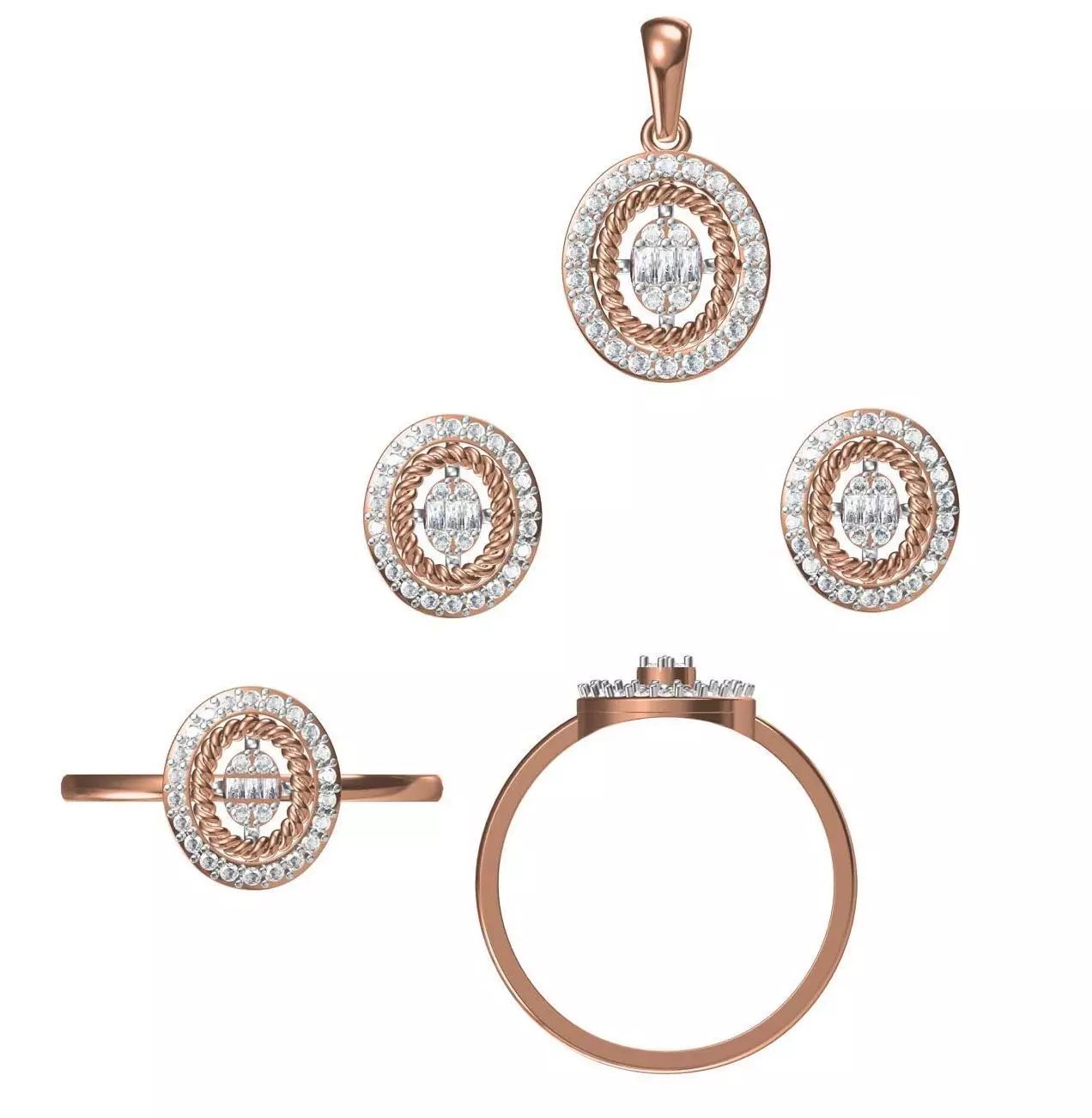 Light wt Ring Earrings Pendant set 3dm stl 1-render details 3D print model