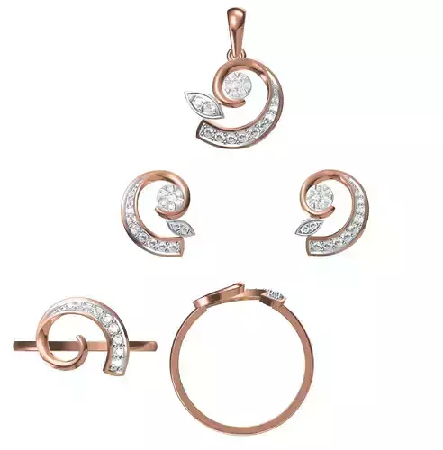 Light wt Ring Earrings Pendant set stl jcd 1-render details 