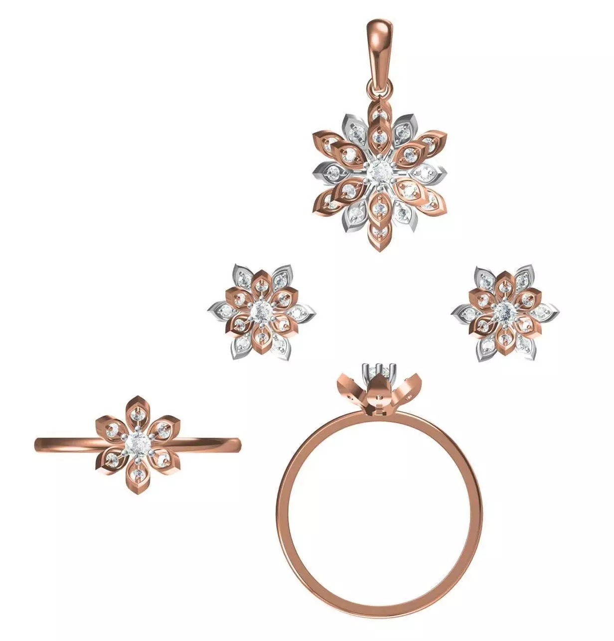 Light wt Ring Earrings Pendant set stl jcd 1-render details 3D print model_0