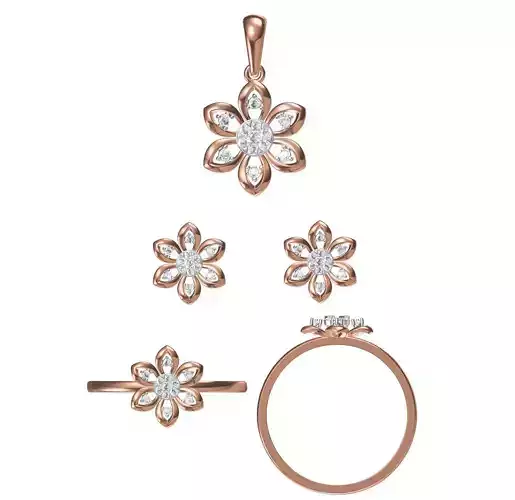 Light wt Ring Earrings Pendant set stl jcd 1-render details 