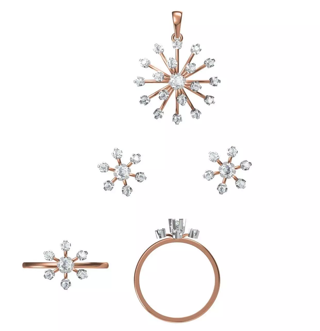 Light wt Ring Earrings Pendant set stl jcd 1-render details 3D print model_0