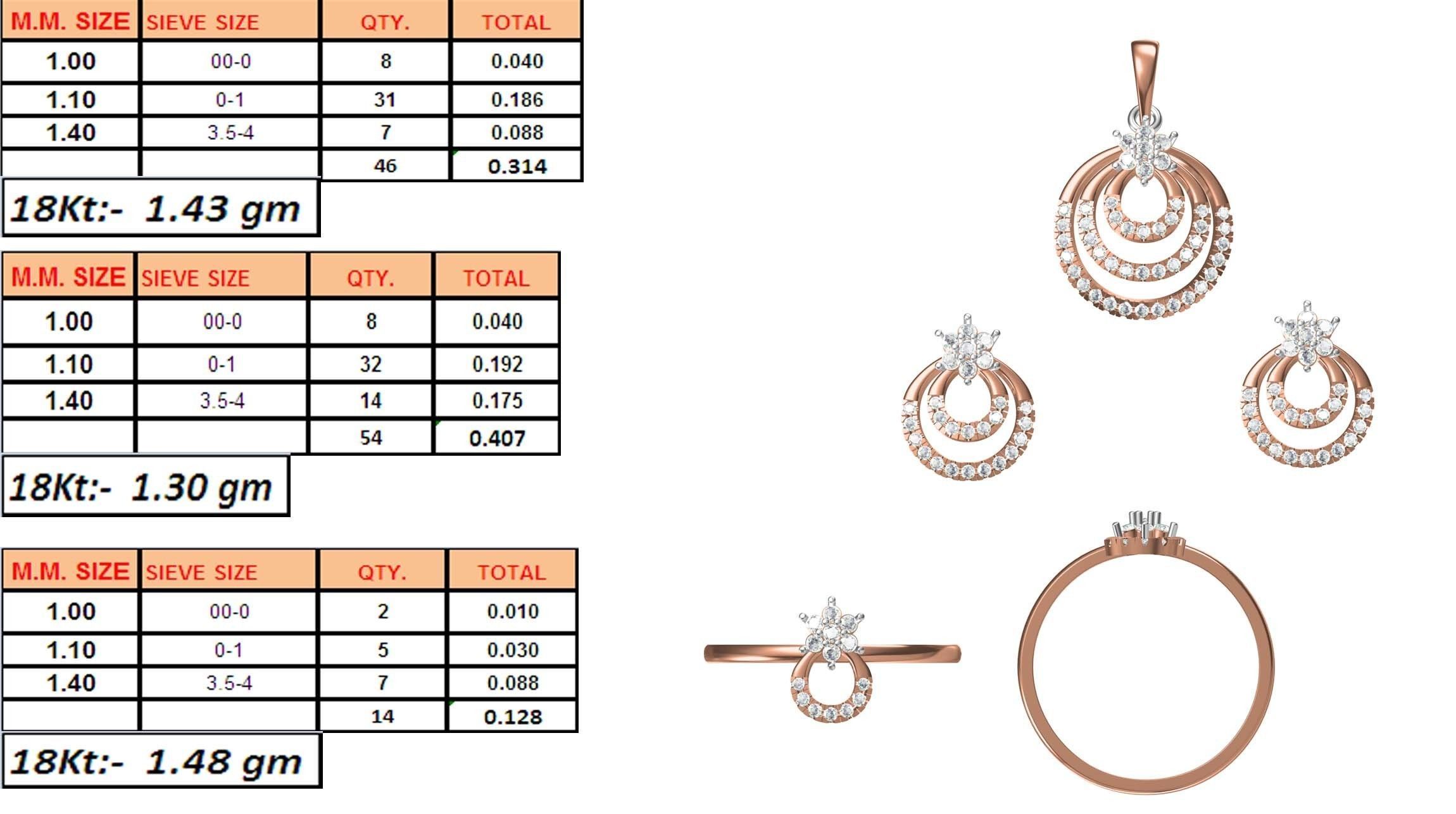 Light wt Ring Earrings Pendant set stl jcd 1-render details 3D print model_1