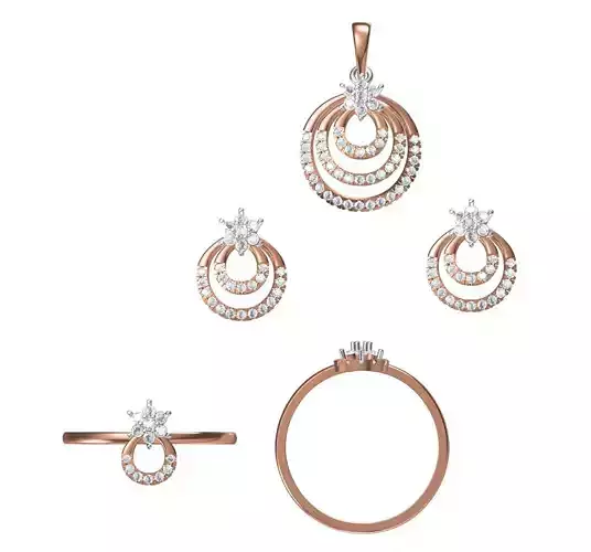 Light wt Ring Earrings Pendant set stl jcd 1-render details