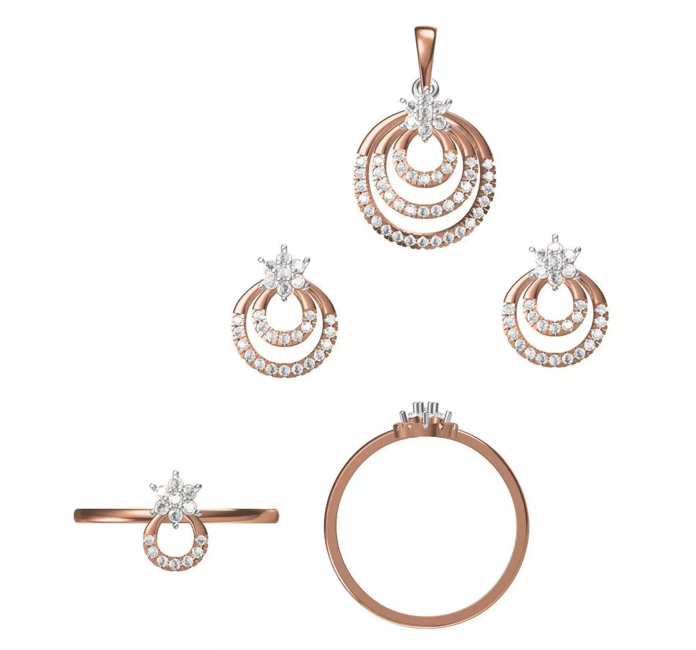 Light wt Ring Earrings Pendant set stl jcd 1-render details 3D print model_0