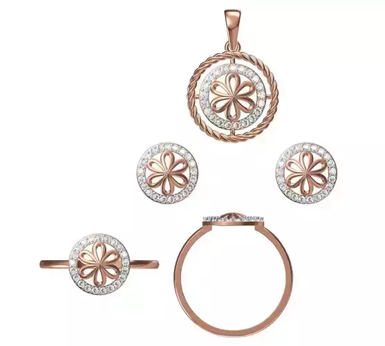 Light wt Ring Earrings Pendant set stl jcd 1-render details