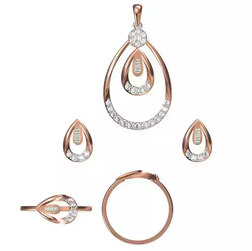Light wt Ring Earrings Pendant set stl jcd 1-render details