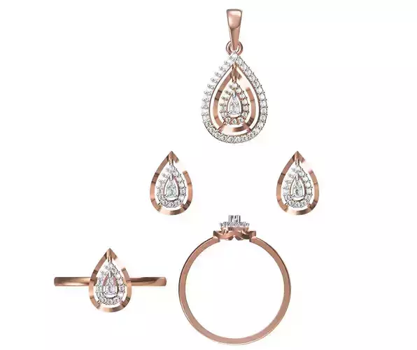Light wt Ring Earrings Pendant set stl jcd 1-render details