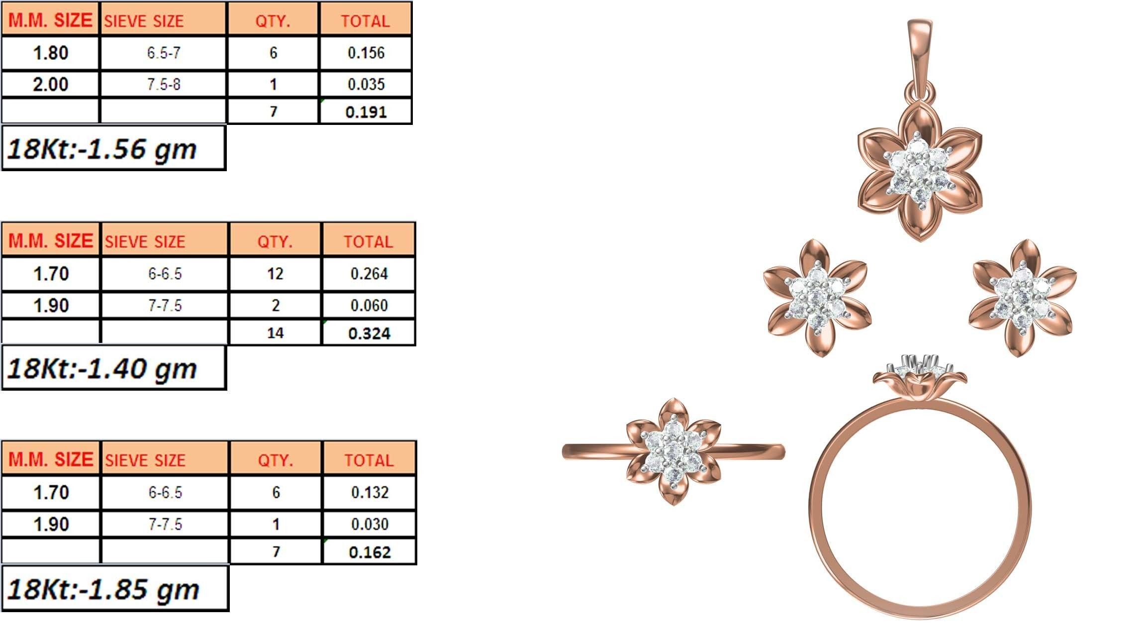 Light wt Ring Earrings Pendant set stl jcd 1-render details 3D print model_1