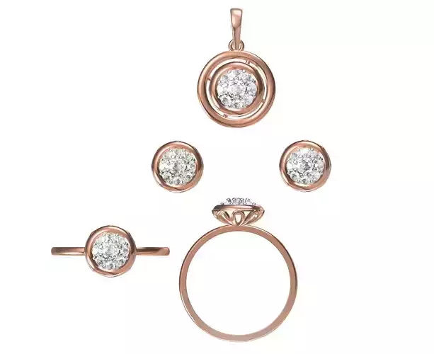 Light wt Ring Earrings Pendant set stl jcd 1-render details