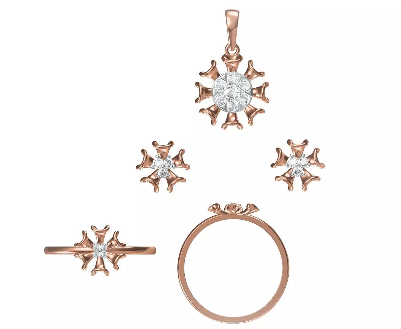 Light wt Ring Earrings Pendant set stl jcd 1-render details 3D print model_0