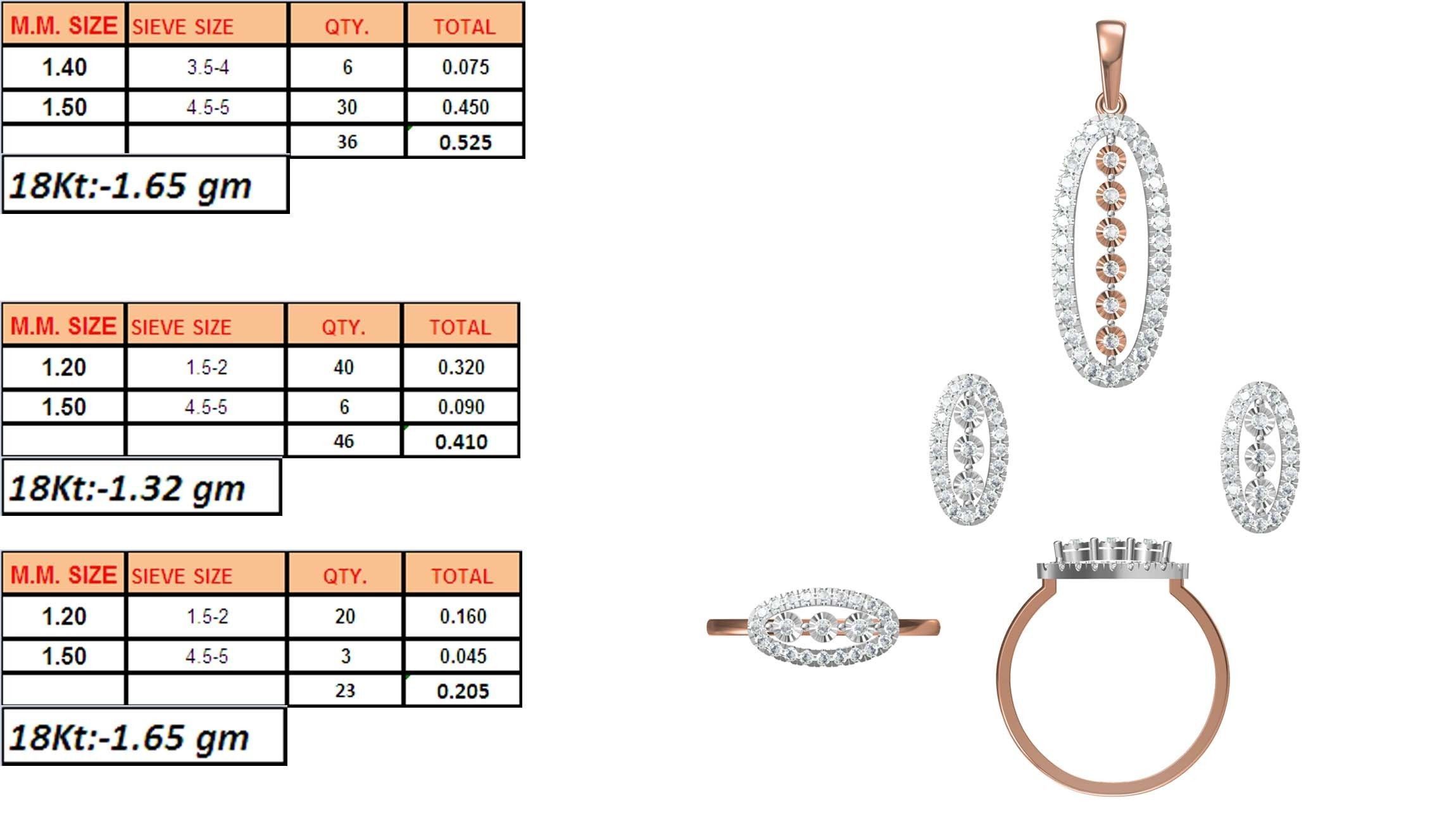 Light wt Ring Earrings Pendant set stl jcd 1-render details 3D print model_1