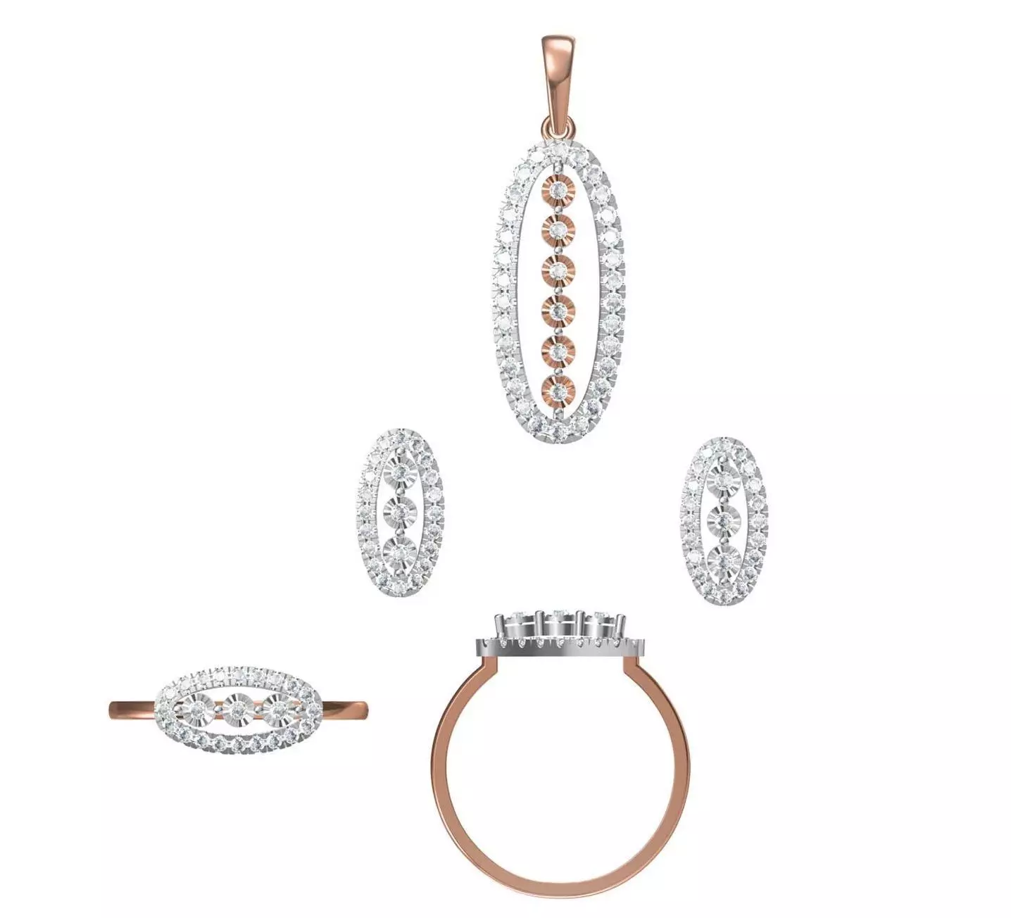 Light wt Ring Earrings Pendant set stl jcd 1-render details 3D print model_0