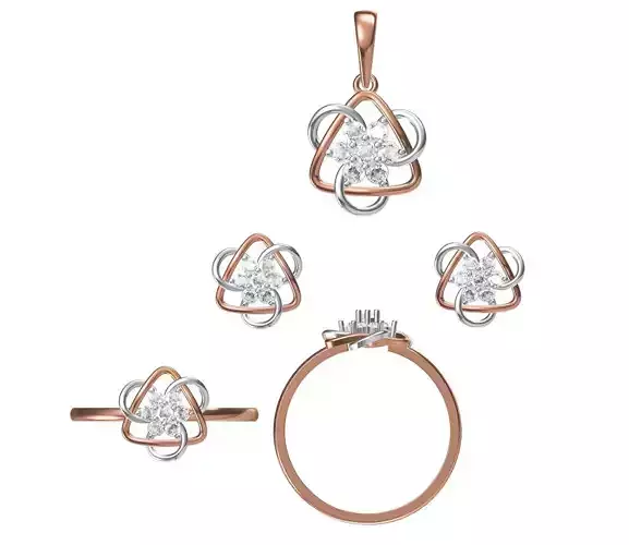 Light wt Ring Earrings Pendant set stl jcd 1-render details