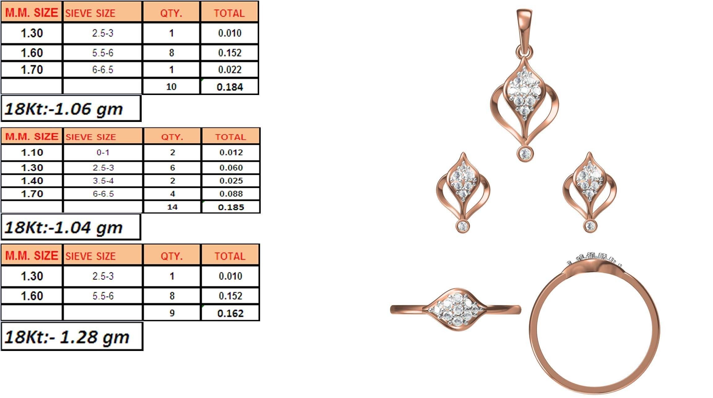 Light wt Ring Earrings Pendant set stl jcd 1-render details 3D print model_1