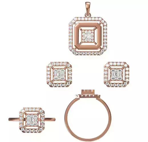 Light wt Ring Earrings Pendant set stl jcd 1-render details