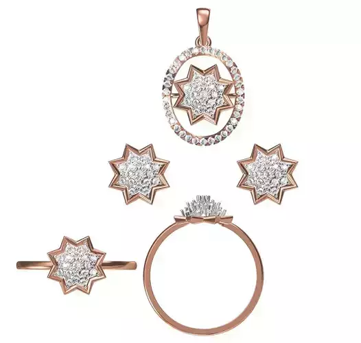 Light wt Ring Earrings Pendant set stl jcd 1-render details 3D print model