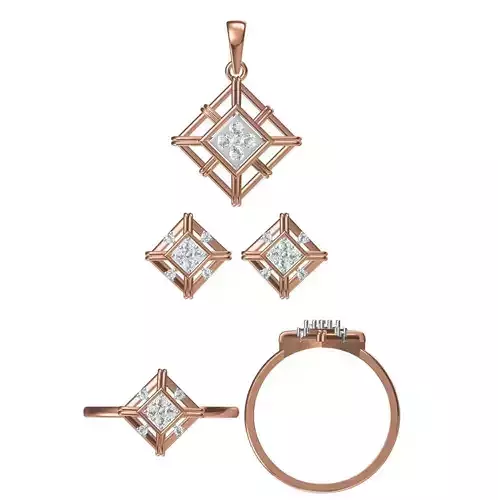 Light wt Ring Earrings Pendant set stl jcd 1-render details