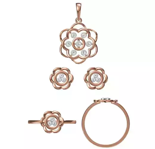 Light wt Ring Earrings Pendant set stl jcd 1-render details
