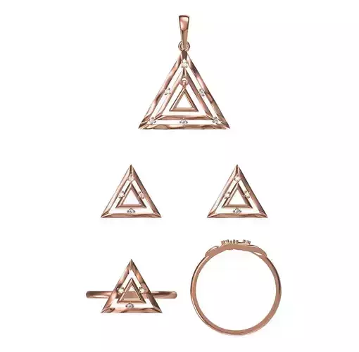 Light wt Ring Earrings Pendant set stl jcd 1-render details