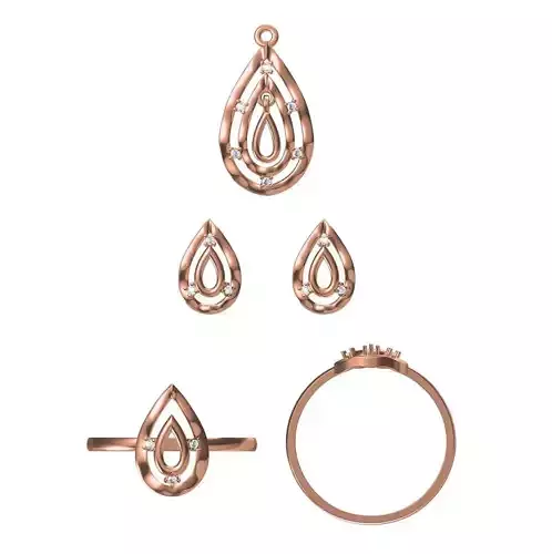 Light wt Ring Earrings Pendant set stl jcd 1-render details