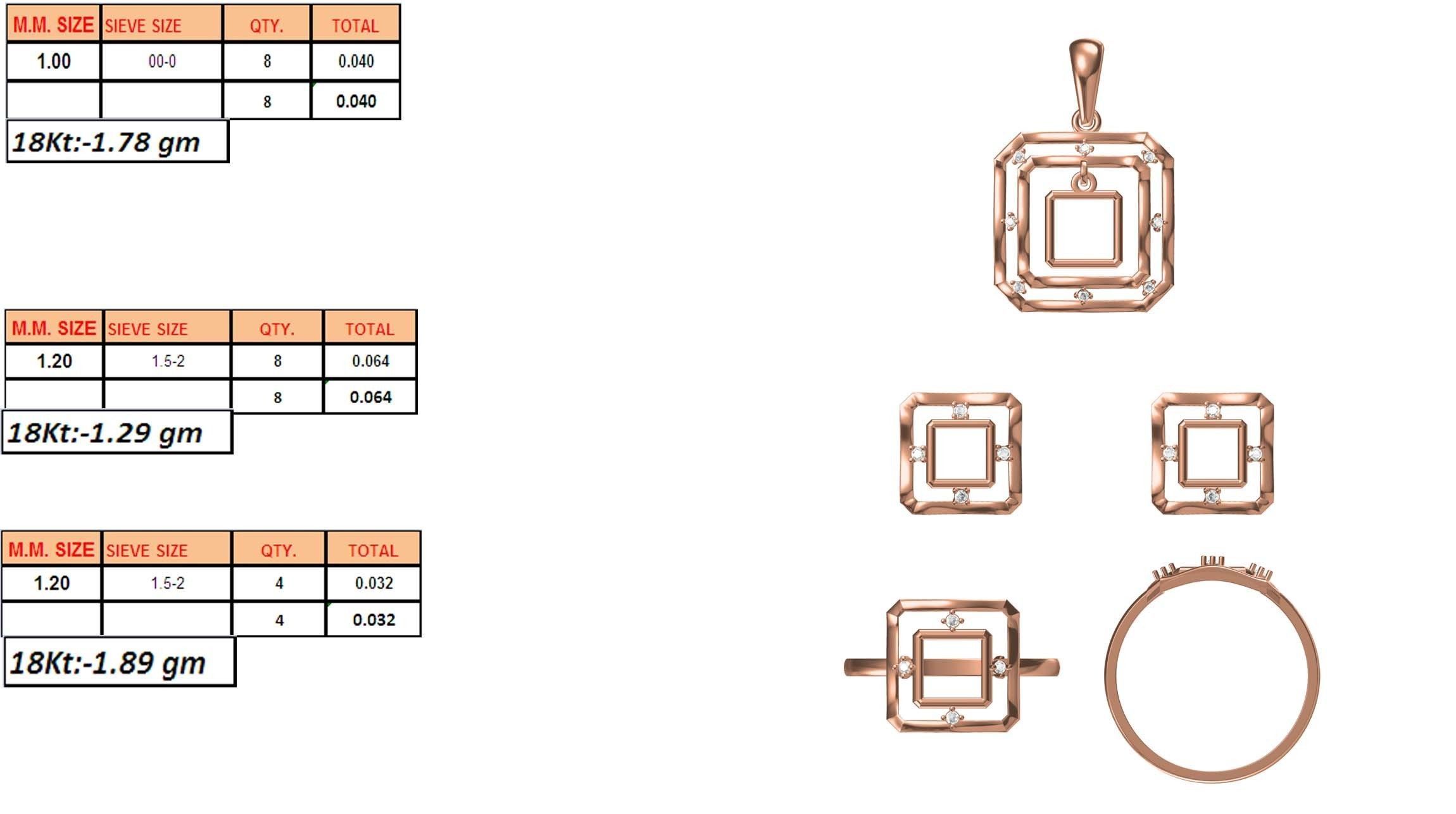 Light wt Ring Earrings Pendant set stl jcd 1-render details 3D print model_1