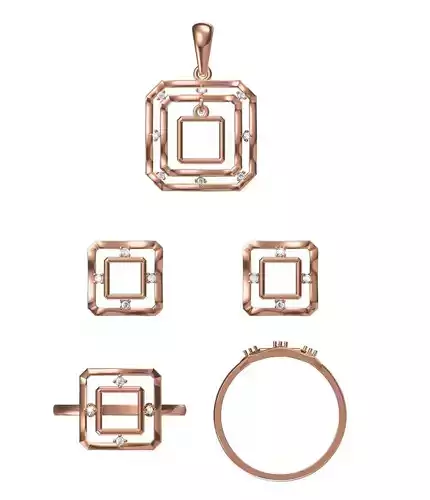 Light wt Ring Earrings Pendant set stl jcd 1-render details