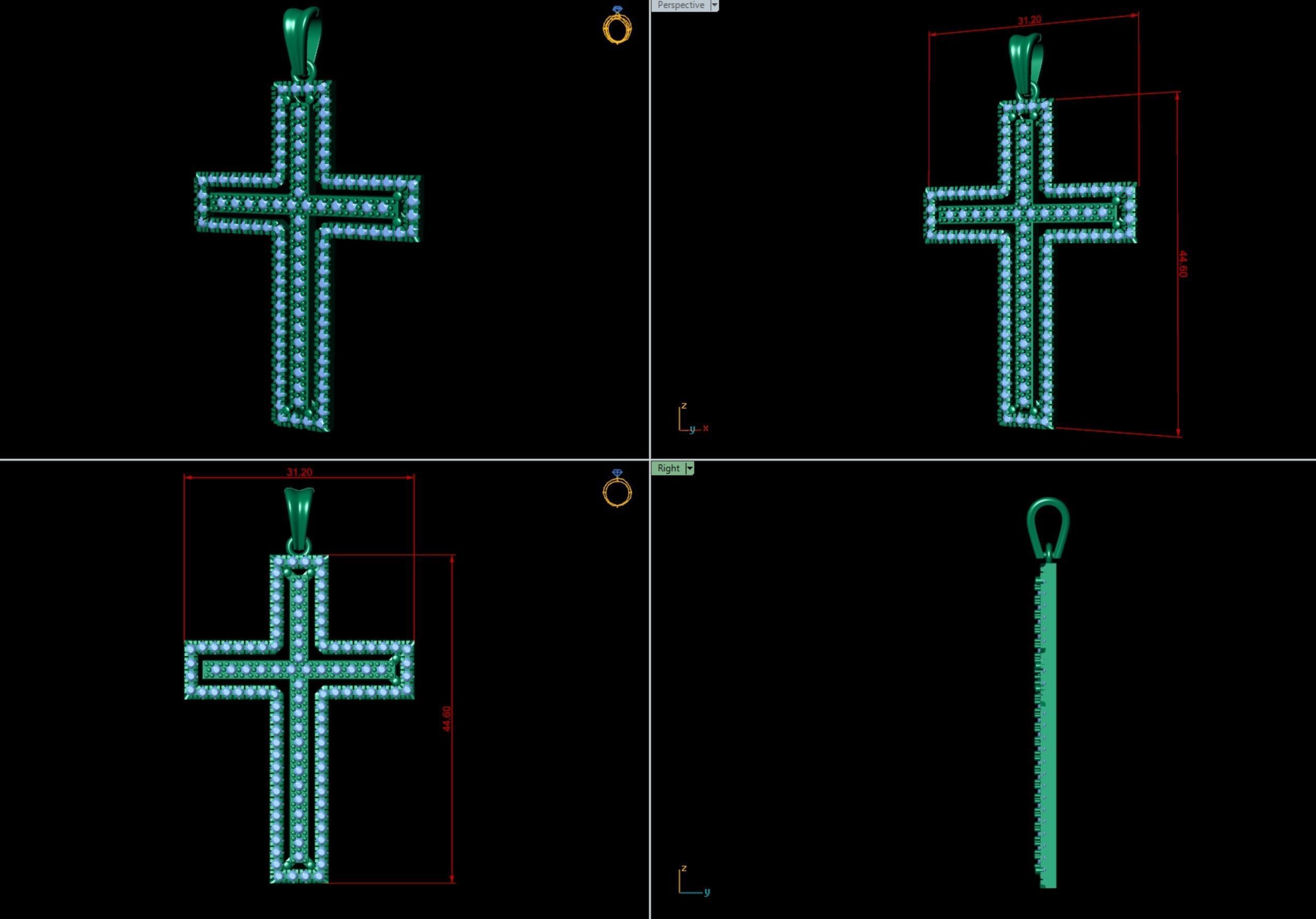Double Cross Diamond Pendant  3D print model_6