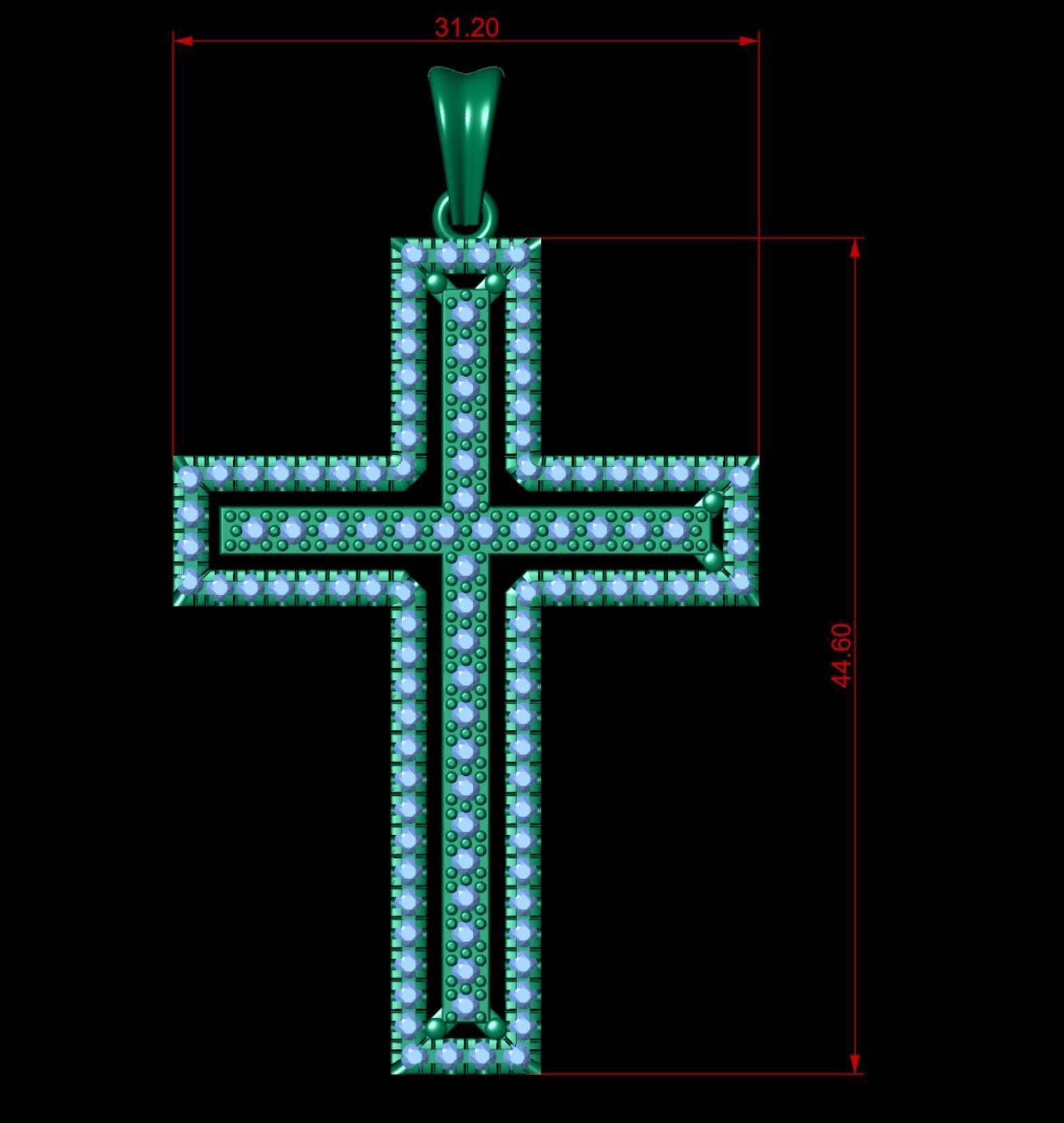 Double Cross Diamond Pendant  3D print model_4