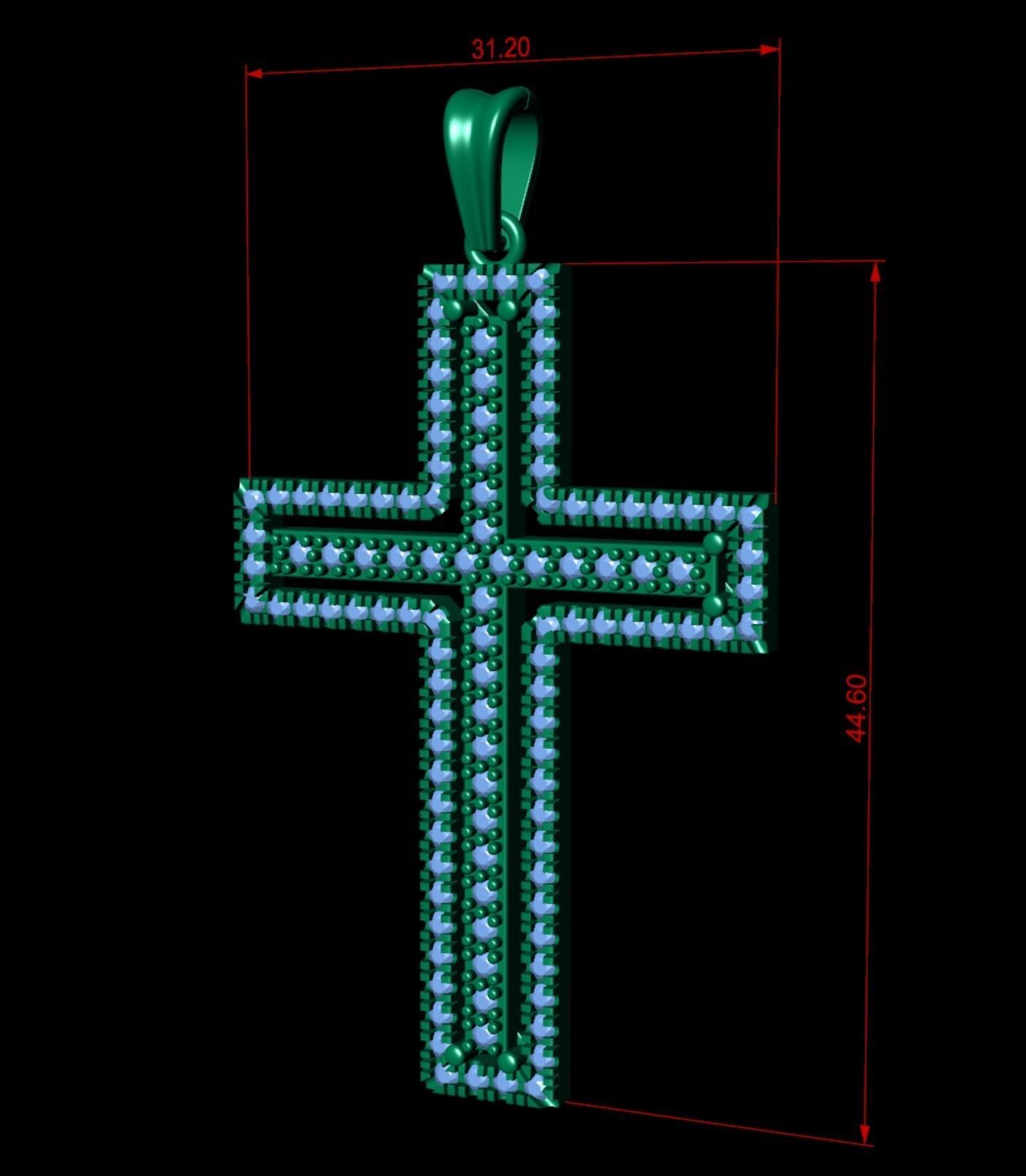 Double Cross Diamond Pendant  3D print model_5